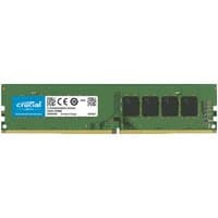 Green Crucial DDR4 288-pin DIMM memory module with black chips and blue label, 8 GB capacity.