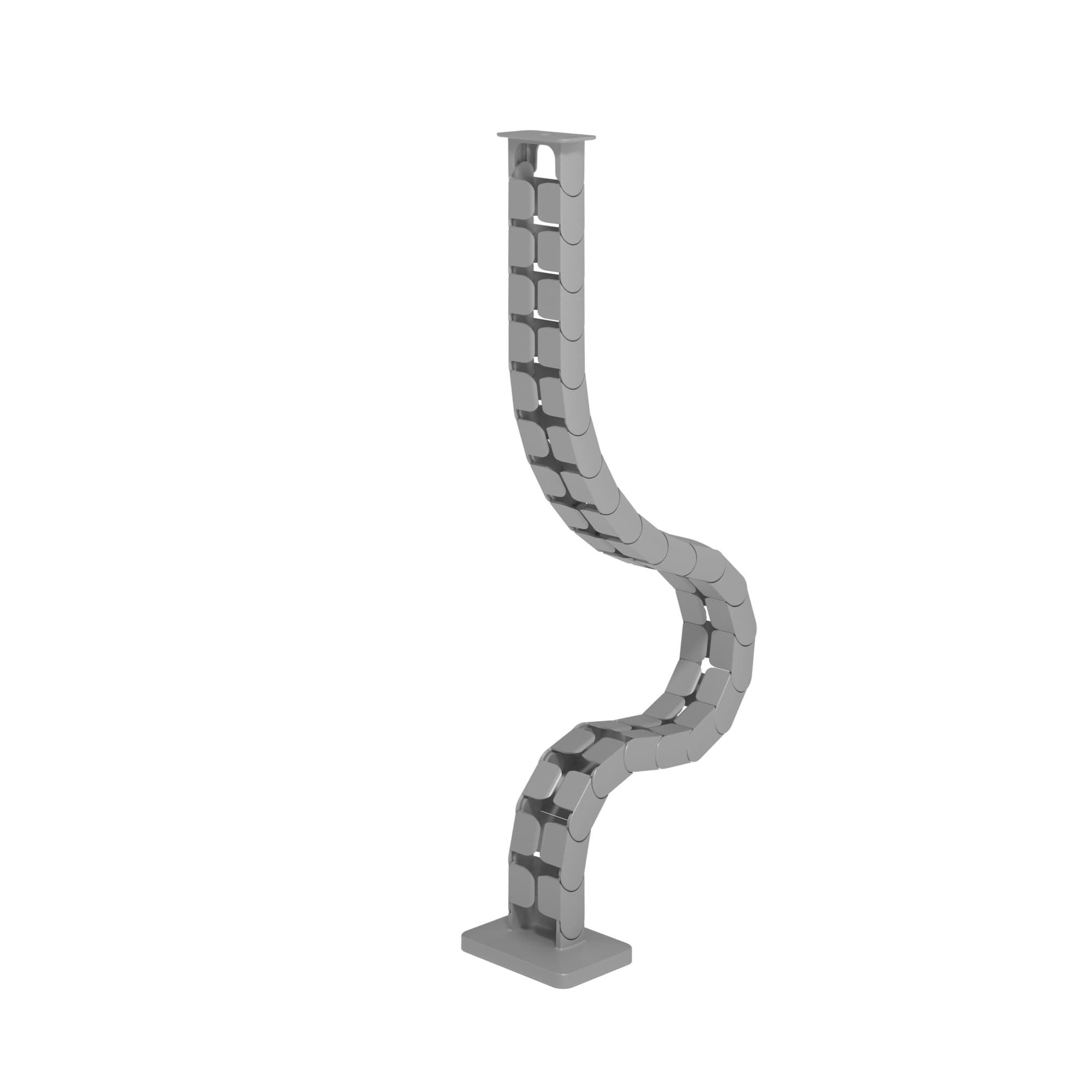 Gray Dataflex Addit Cable Guide, 82 cm in height, featuring a flexible, curved design with interlocking segments for organized cable management on desks.