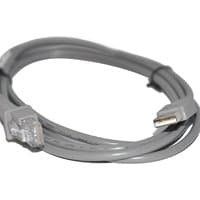 Gray Datalogic CAB-426E USB cable with USB-A and RJ45 connectors, coiled and secured with a twist tie.