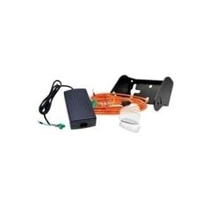 Datalogic CAB-463 barcode reader accessory extension cable featuring an orange cable, black power adapter, and a white connector with a mounting bracket.