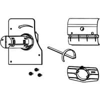 Black and white Datamax O'Neil printer/scanner spare part with cylindrical roller and mounting bracket components.