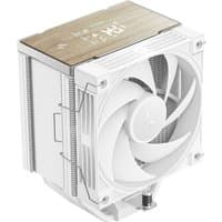 White DeepCool AK700 Digital WH air cooler with 12 cm fan, sleek design, and wood-textured top panel.