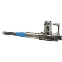 Black and silver Dell cable lock, 1.82 m length, with blue accent and secure locking mechanism.