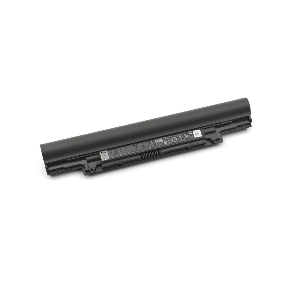 Black Dell 3NG29 laptop spare part battery with a smooth plastic finish, featuring labels and specifications on the underside.