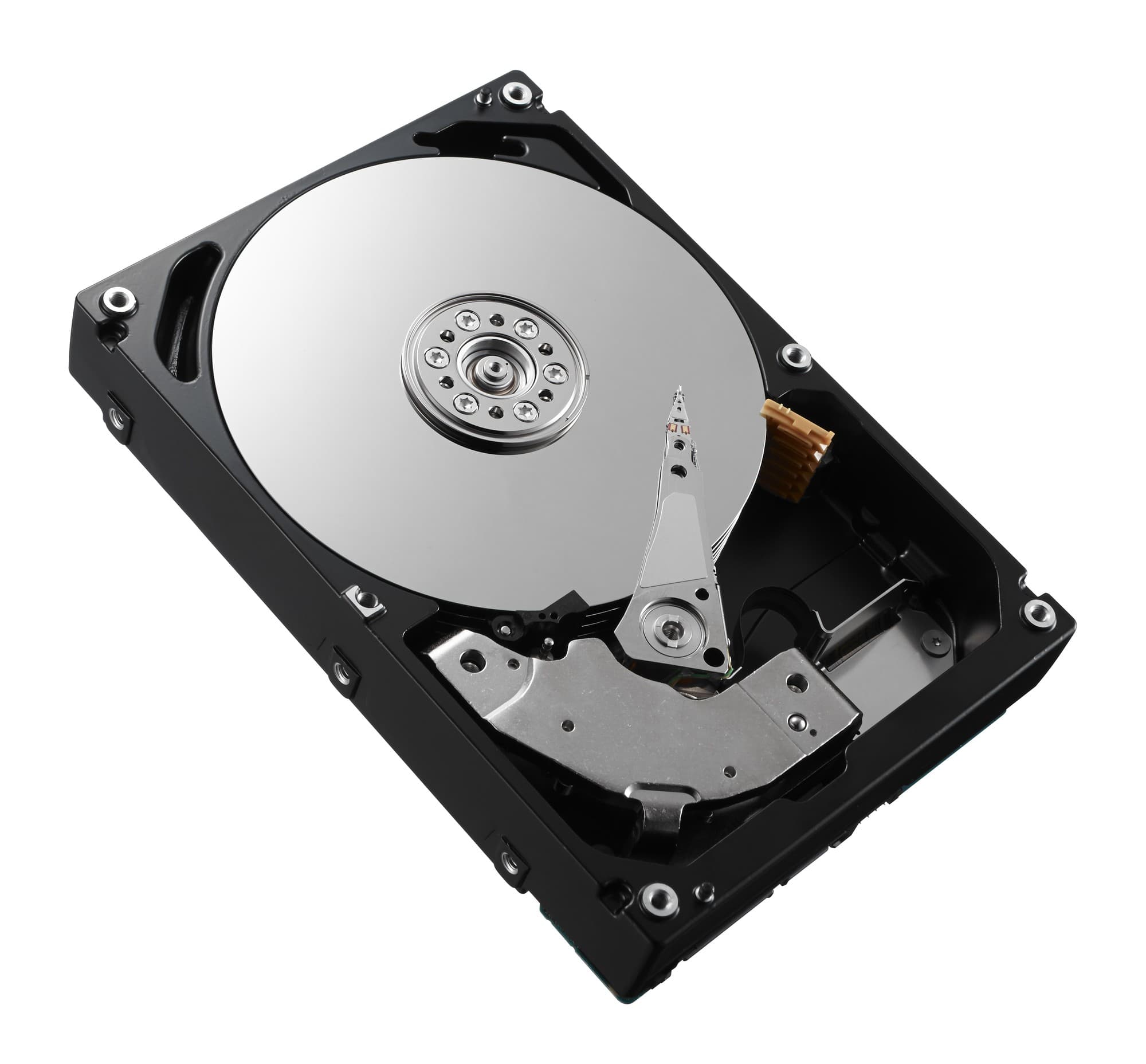 Dell 400-AJOW internal hard drive with a 600 GB capacity, 10,000 RPM speed, featuring a sleek black casing and a shiny silver platter.
