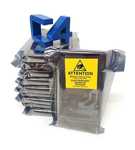 DELL 400-AJSC 600 GB internal hard drive in a sealed anti-static bag, featuring a yellow warning label and a metallic finish, stacked with other similar drives.