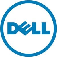 Black Dell 4-cell laptop battery with label and connector ports on one side.