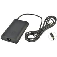 Black Dell AC power adapter 19.5V 3.34A 65W with attached power cable and round connector.
