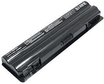 Black Dell Ery 6 Cell laptop battery with a sleek design, featuring vent slots and printed specifications on the surface, designed for compatibility with Dell laptops.