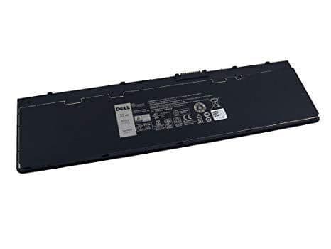 Black Dell JG20C laptop battery with a rectangular shape, featuring a label with technical specifications and safety certifications on the top side.