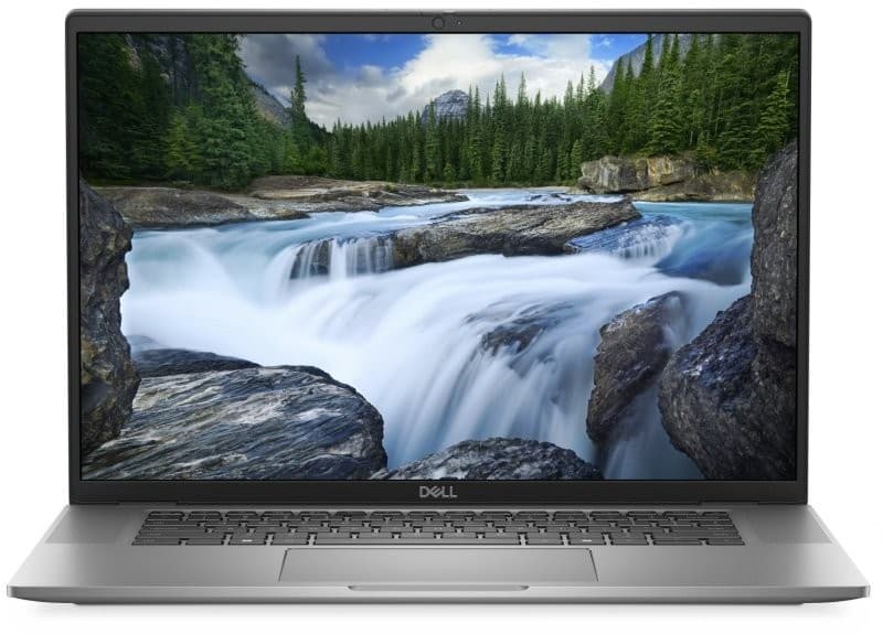 Silver Dell Latitude 7650 laptop with a 16-inch Full HD+ display, showcasing a scenic nature background, featuring 16 GB RAM, 512 GB SSD, and Windows 11 Pro.