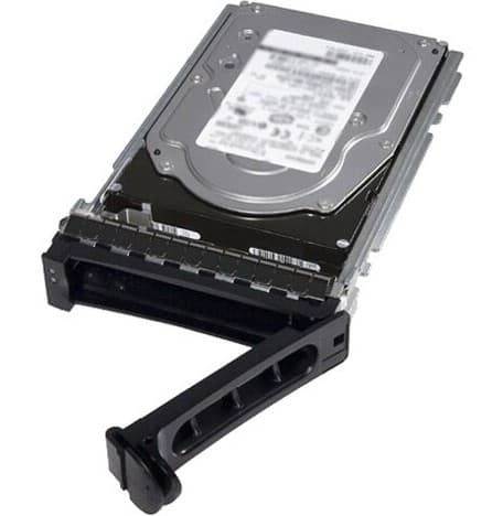 Dell MWGK7 960 GB 2.5" SAS internal solid-state drive with a metallic casing, black handle, and label on top indicating storage capacity and specifications.