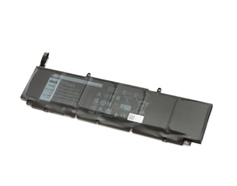 Black DELL replacement battery with a sleek design, featuring a label with specifications and barcodes, designed for non-cancellable and non-returnable use.