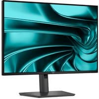 Dell Pro P2426E monitor, 24.1-inch, slim black bezel, matte screen, abstract teal design displayed.