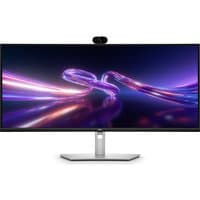Dell Pro P3426WEV monitor, 34.1" curved screen, 3440x1440 resolution, slim bezels, silver stand, built-in webcam.