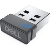 Black and silver Dell WR221 USB receiver with logo on the end and compact rectangular design.
