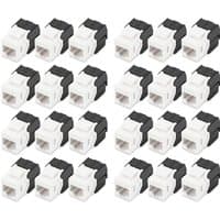 White and black Digitus CAT 6 Keystone modules, unshielded, arranged in four rows of six, totaling 24 pieces.