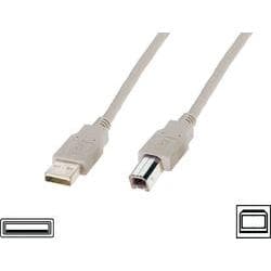 Light gray Digitus USB-A to USB-B connection cable, 1.8 meters long, featuring standard USB connectors on both ends for reliable data transfer.