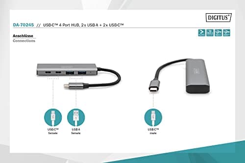 Digitus USB-C 4 Port HUB. 2x USB A + 2x USB-C - image 2