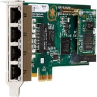 Digium A4B00F interface card with green circuit board, four RJ-11 ports, and gold connectors.