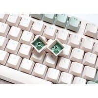 Beige Ducky One3 Matcha keyboard with green key switches, UK layout, and USB connection.