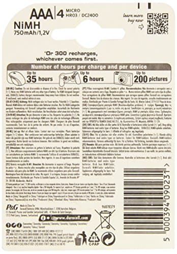 Duracell S5272 AAA Rechargeable Batteries with 750mAh (Pack 4) - image 2