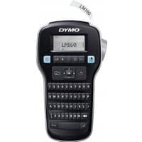 Black DYMO LabelManager 160 label printer with QWERTY keyboard and small display screen.