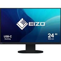 Black EIZO FlexScan EV2480-BK monitor, 23.8" screen, slim bezels, USB-C docking, 1920 x 1080 resolution.