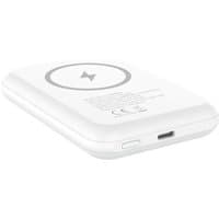 White Energizer Power nk Lithium Polymer power bank with rounded edges and a lightning bolt symbol on top.