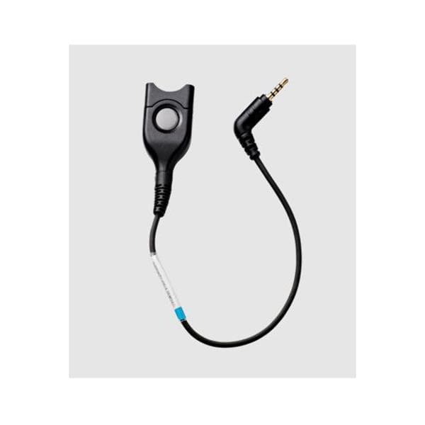 Black audio adapter cable with a circular clip at one end and a 3.5mm jack at the other, designed for Epos Ccel 192 connectivity.