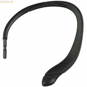 Black, flexible neckband headset with a sleek design, featuring a curved shape and a smooth finish, ideal for comfortable, hands-free communication.