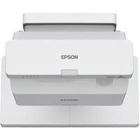 White Epson EB-760W ultra short throw projector, 3LCD, 4100 ANSI lumens, 1080p resolution, compact rectangular design.