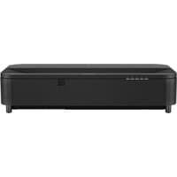 Black Epson EB-815E ultra short throw projector, sleek design, 5000 ANSI lumens, 3LCD, 1080p resolution.