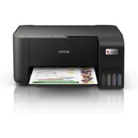 Black Epson EcoTank ET-2860 printer with front-facing paper tray and visible ink tanks on the right side.