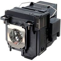 Black Epson ELPLP91 projector lamp with metallic housing and clear lens.