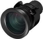 Black projection lens with a cylindrical body, featuring a glass front element and metal mounting ring, designed for Epson EB-L1300UNL, EB-L1200UNL, and EB-L1100UNL projectors.
