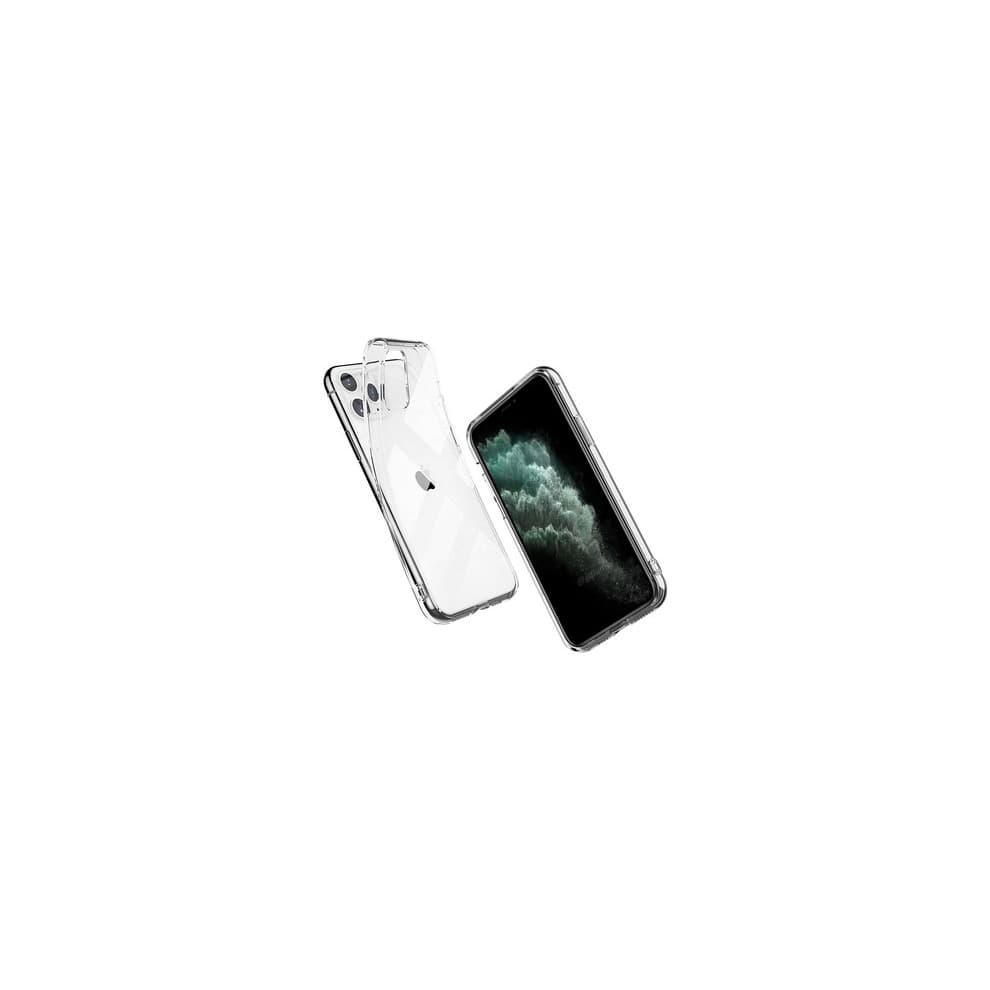 Transparent mobile phone case cover by eSTUFF, featuring a sleek design with precise cutouts for buttons and ports, showcasing a modern, minimalist aesthetic.