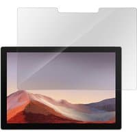 eSTUFF Microsof Surfce Pro 12" screen protector, clear with precise cutouts, covering a black tablet with mountain display.