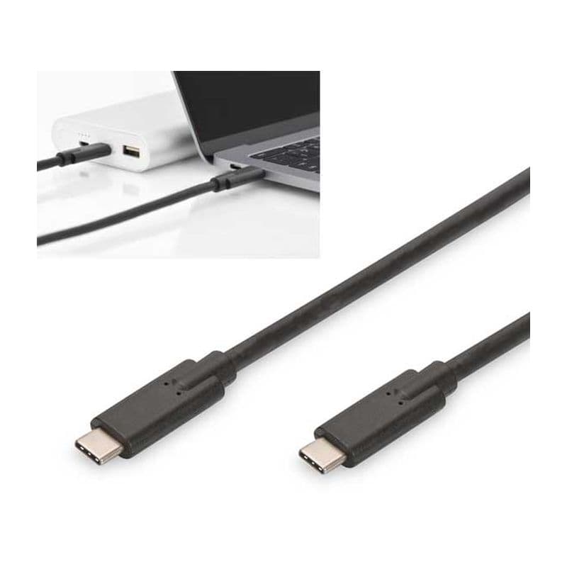 Black 2m USB Type C to Type C cable with durable connectors, supporting 10Gbps data transfer, 100W power delivery, and Alt Mode functionality, ideal for fast charging and data transfer.