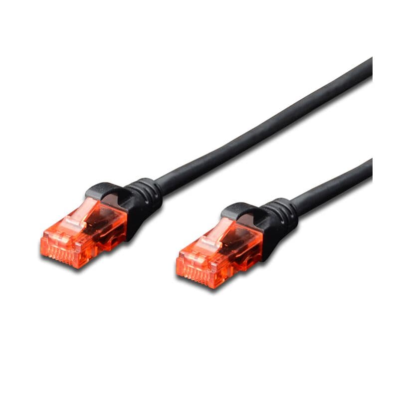 Black 3m Cat.6 UTP LSZH patch cable featuring transparent orange connectors at both ends, designed for reliable network connections.