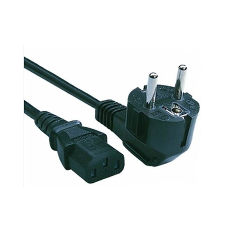Black 3-meter European mains cable featuring a Euro mains plug on one end and a C13 IEC socket on the other, designed for electrical connections.
