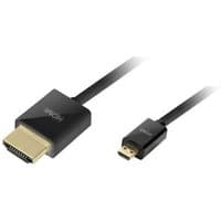 Black FDL 5M Micro HDMI D to HDMI A cable with gold-plated connectors and sleek design.