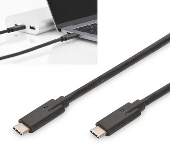 Black 5m USB Type C to Type C cable with durable connectors, supporting 10Gbps data transfer, 100W power delivery, and Alt Mode for video output.