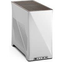 Silver Fractal Design Era 2 mini tower with sleek curves, wood top panel, and front USB ports.