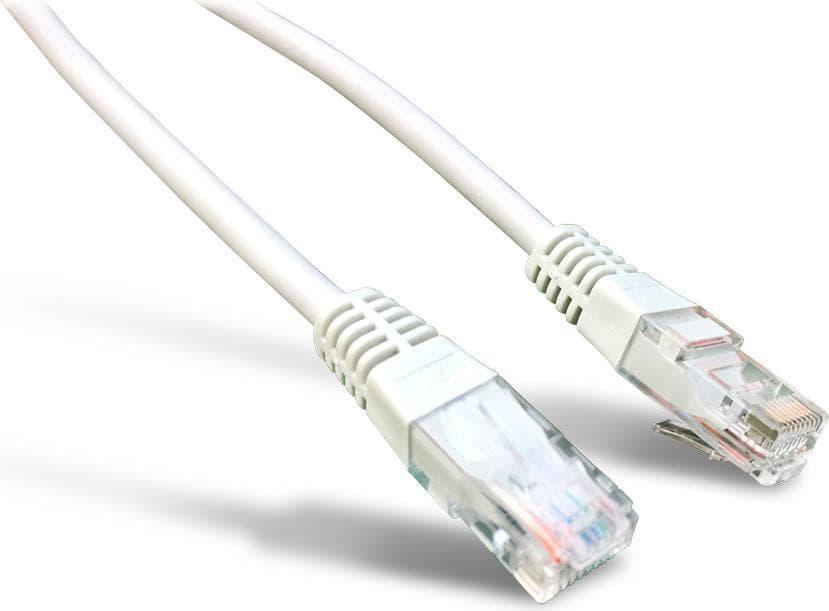 Grey 7-meter Cat6 U/UTP networking cable with clear plastic connectors on both ends, featuring eight copper wires inside for high-speed data transmission.