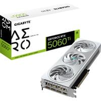 GIGABYTE GeForce RTX 5060 Ti graphics card, silver with three cooling fans, 16GB GDDR7, next to branded box.
