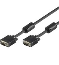 Black 15-meter VGA cable with two D-Sub connectors, featuring molded strain relief and a durable design for reliable video connections.
