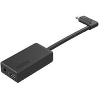 Black GoPro AAMIC-001 adapter with USB port and right-angle micro USB connector on a short cable.