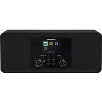 Black Grundig DTR 4600 2.0 DAB+ portable radio with digital display and dual control knobs.