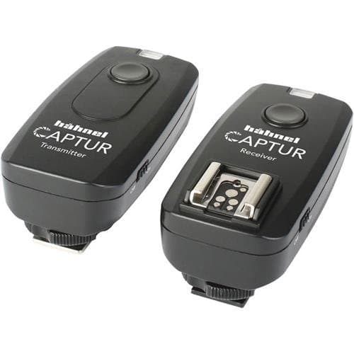 Black Hähnel CPUR remote for Sony, featuring a transmitter and receiver with a button on top and a hot shoe mount on the receiver, designed for wireless camera control.